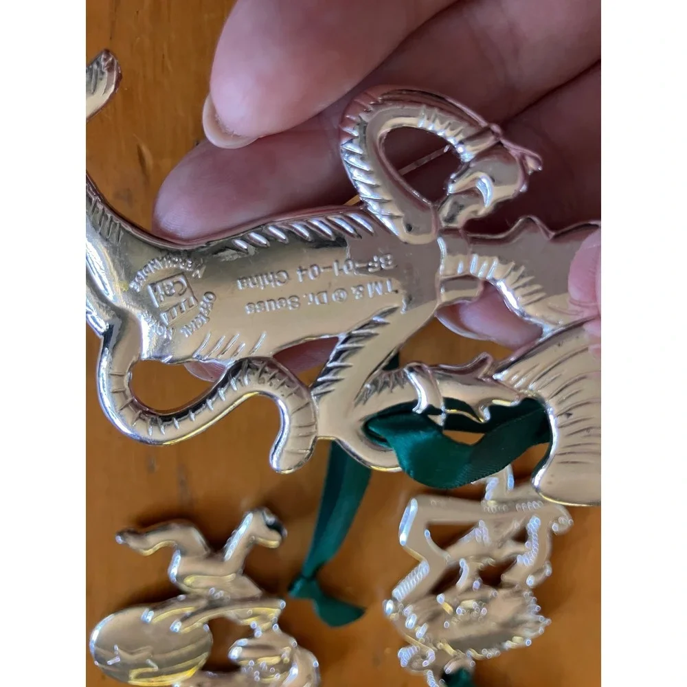 Dr. Seuss Ornaments Silver Tone Metal Cat in the Hat 5pc Set